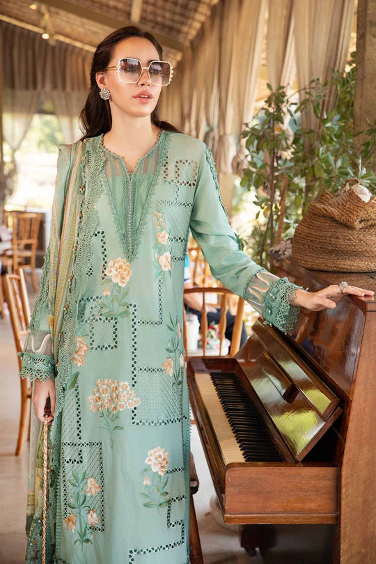 3 Piece Unstitched Heavy Embroidered Chickan Kari Pure Lawn Suit with Printed Lawn Dupatta