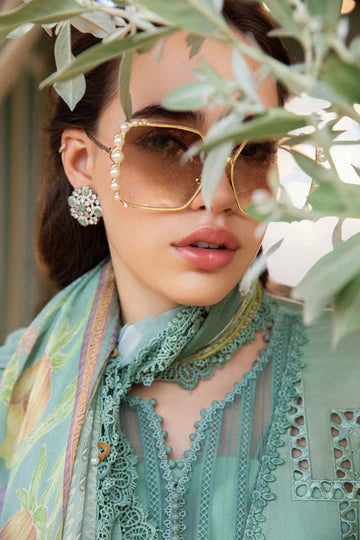 3 Piece Unstitched Heavy Embroidered Chickan Kari Pure Lawn Suit with Printed Lawn Dupatta