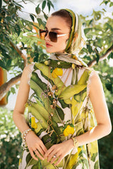 3 Piece Unstitched Digital Printed Embroidered Lawn Suit with Printed Chiffon Dupatta