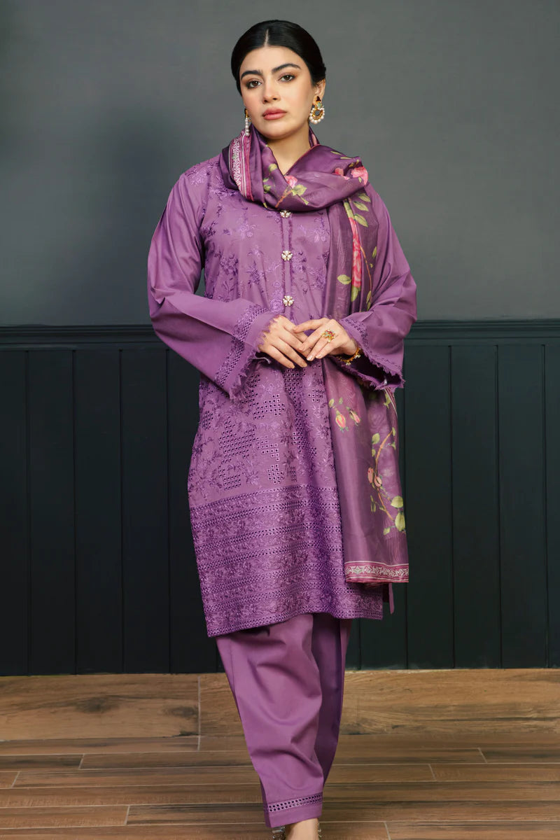 Kokum 3Pc Embroidered Unstitched Lawn Suite With Printed Dupatta