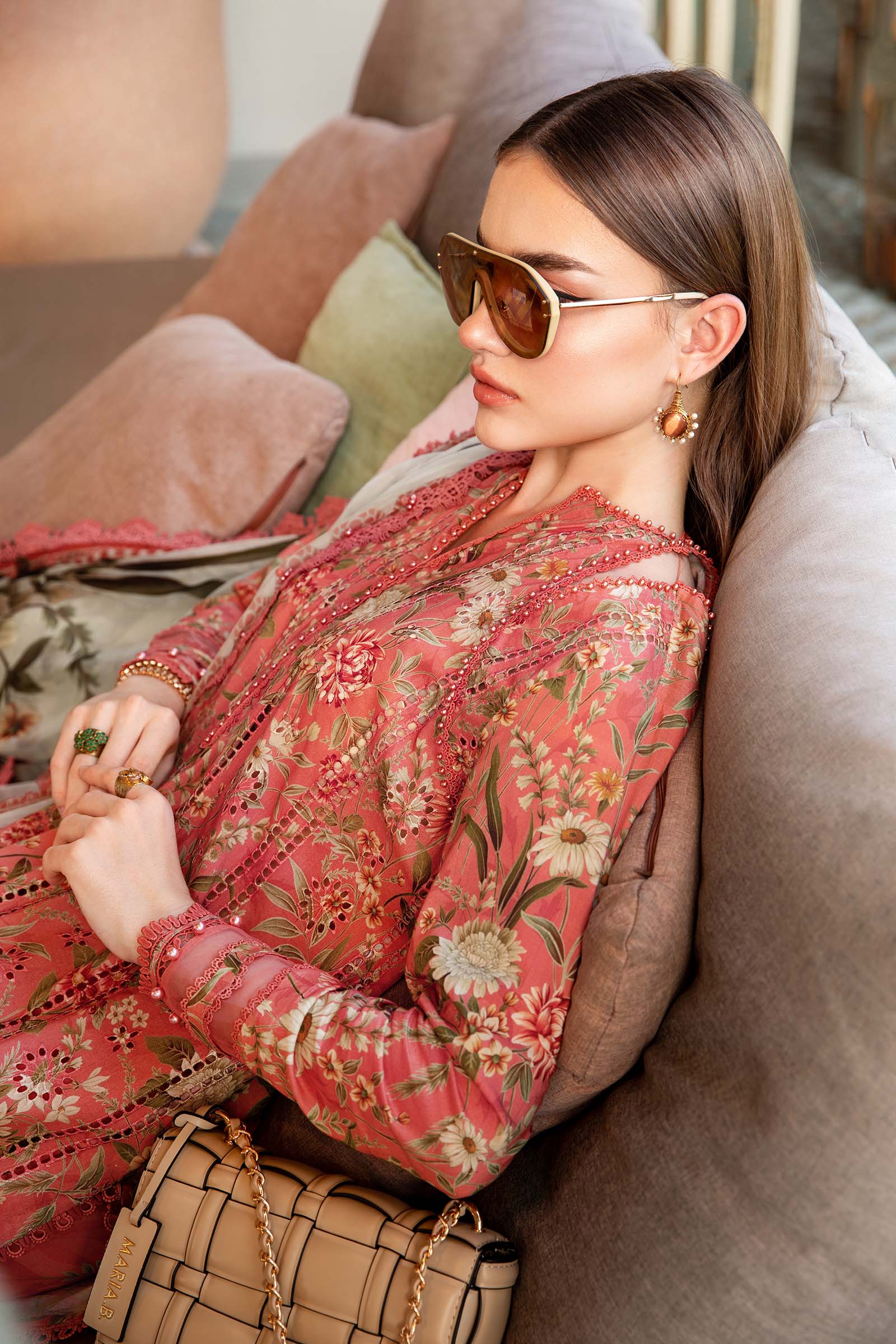 3 Piece Unstitched Digital Printed Embroidered Lawn Suit with Printed Chiffon Dupatta