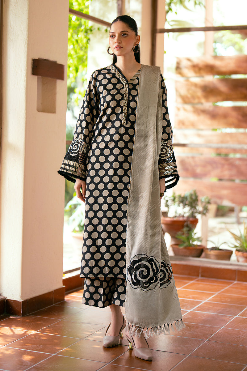 BAROQUE - 3PC PRINTED PREMIUM SILK WITH EMBROIDED SLEEVES - Unstitched