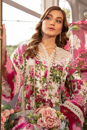 3 Piece Unstitched Digital Printed Embroidered Lawn Suit with Printed Chiffon Dupatta