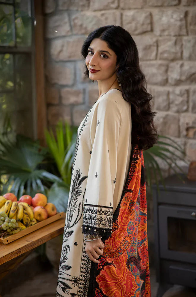 Asim Jofa  - 3PC Lawn Embroidered Suit With Printed Lawn Dupatta