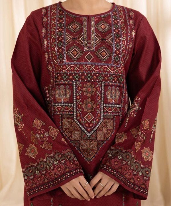 SAPPHIRE-3PC LAWN EMBROIDERED SHIRT WITH DIAMOND PRINTED DUPATTA AND TROUSER