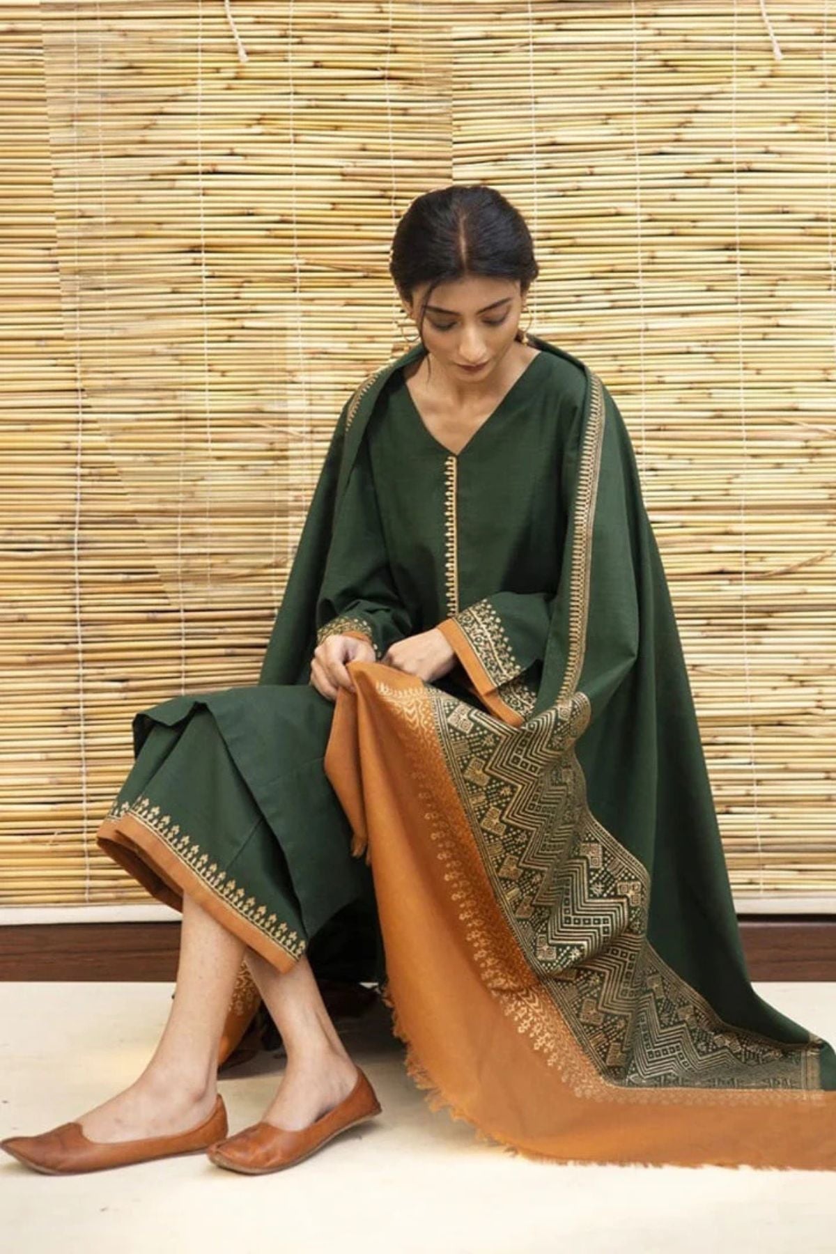 Dyot - 3PC Dhanak suit with Digital print Shawll
