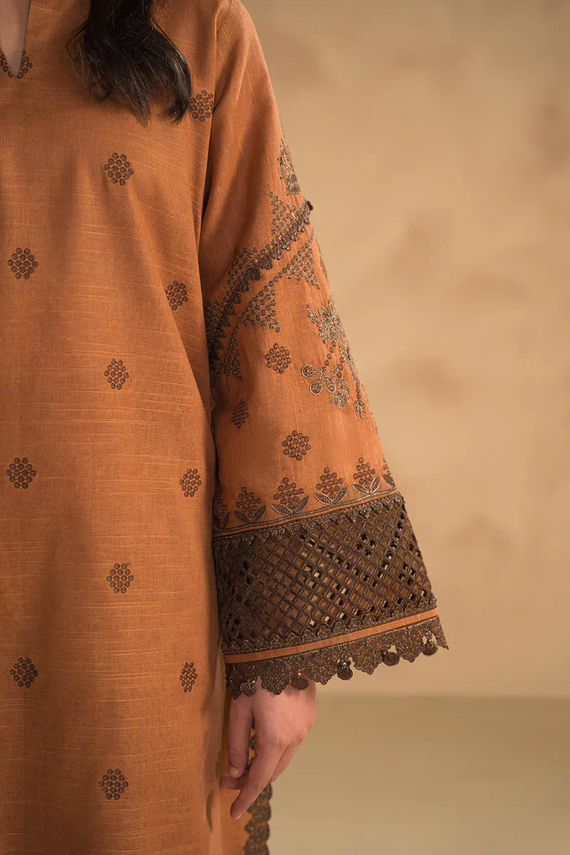 Charizma- 3PC Dhanak Embroidered suit with Printed Shawl