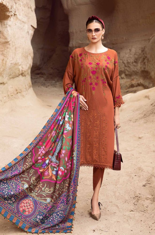 Maria B - 3PC Unstitched LAWN Embroidered Shirt with Printed DUPATTA