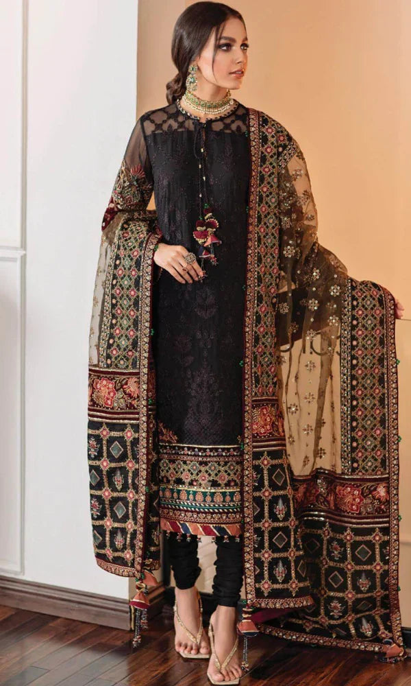 3 Piece Unstitched Heavy Embroidered Lawn Suit With Heavy Embroidered Organza Dupatta