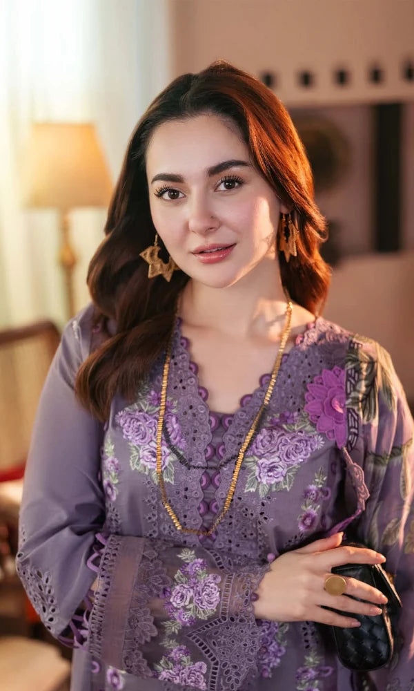 Jade 3 Piece Unstitched Heavy Embroidered Chickan Kari Pure Lawn Suit with Printed Lawn Dupatta