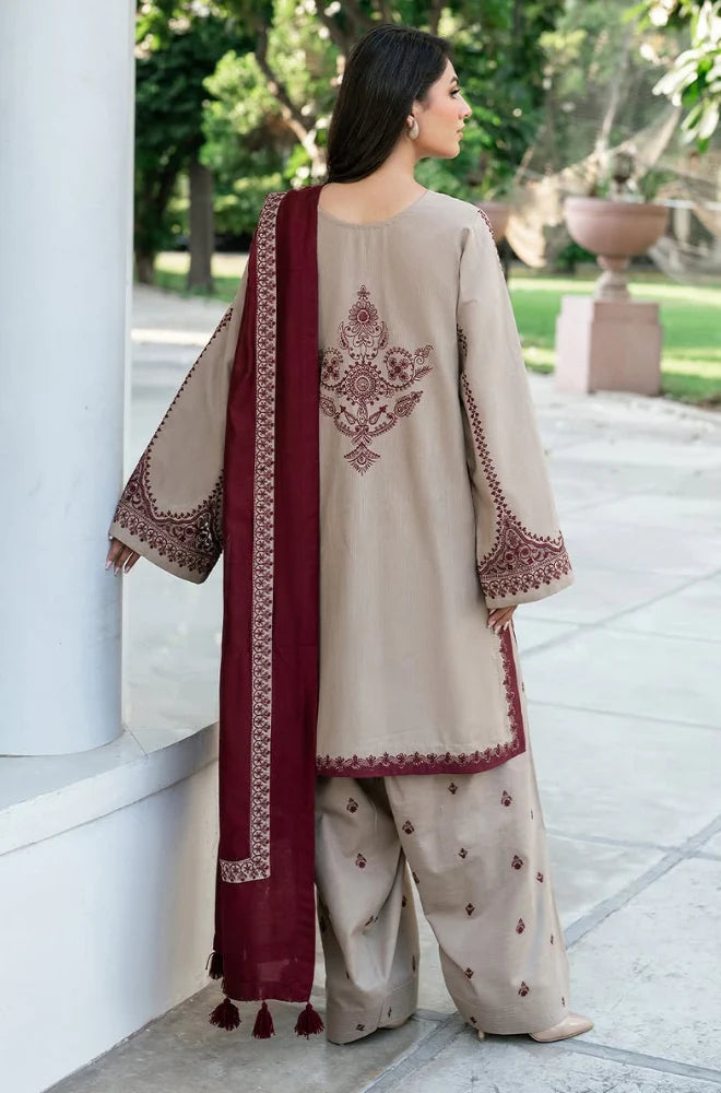 Baroque - 3PC Lawn Embroidered Suit With  Printed Dupatta LL-999