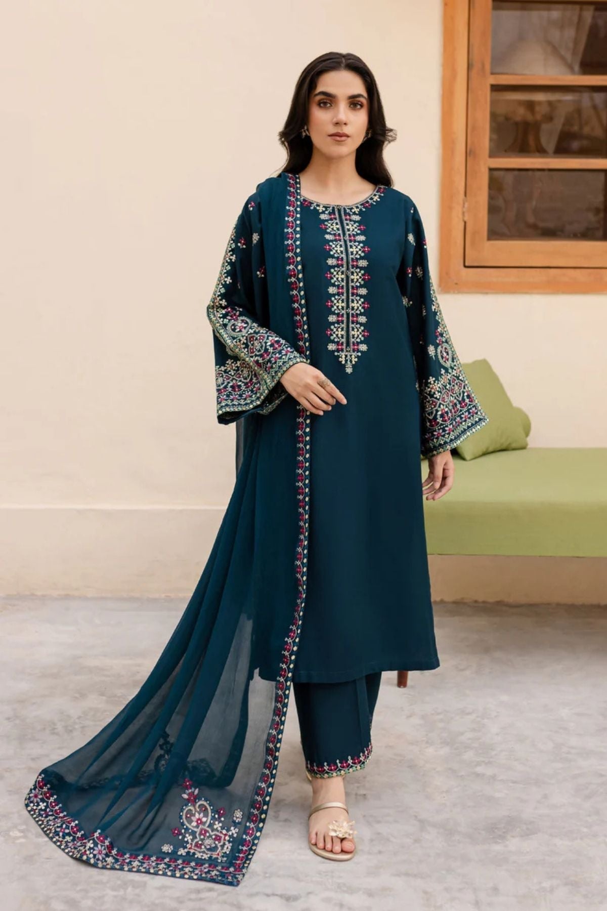 Sapphire - Winter 3PC Dhannak Embroidered Suit -LL1