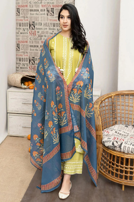 Urge - 3PC Unstitched Dhanak Embroidered Shirt with Digital Printed Pashmina Shawl and Embroidered Trouser