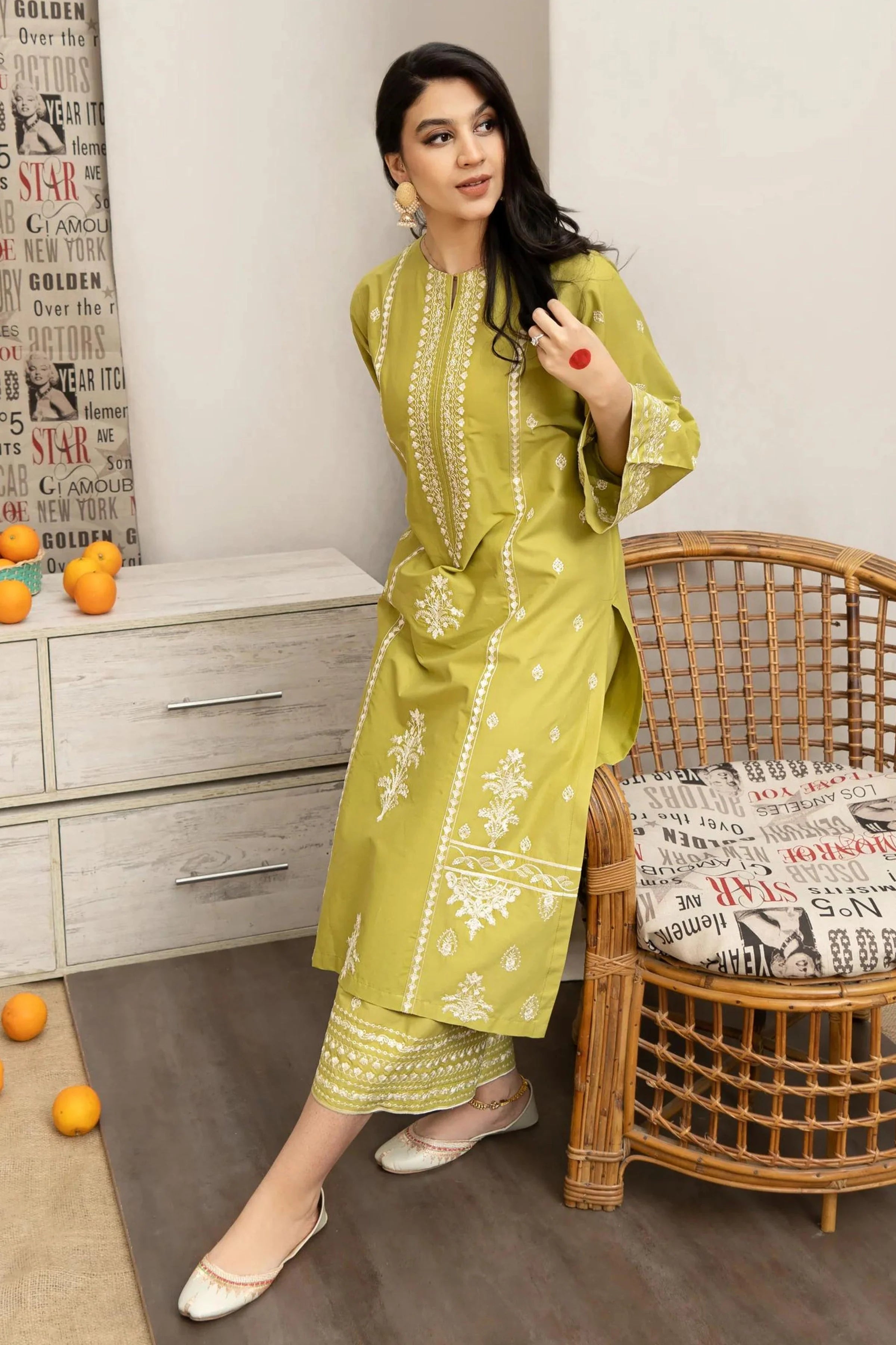 URGE - 3PC LAWN EMBROIDERED SHIRT WITH EMBROIDERED TROUSER