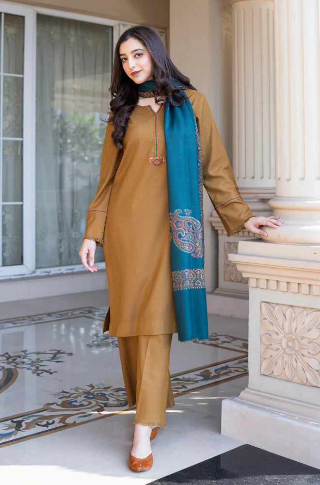 Asling - Winter 3PC Dhanak Embroidered Suit