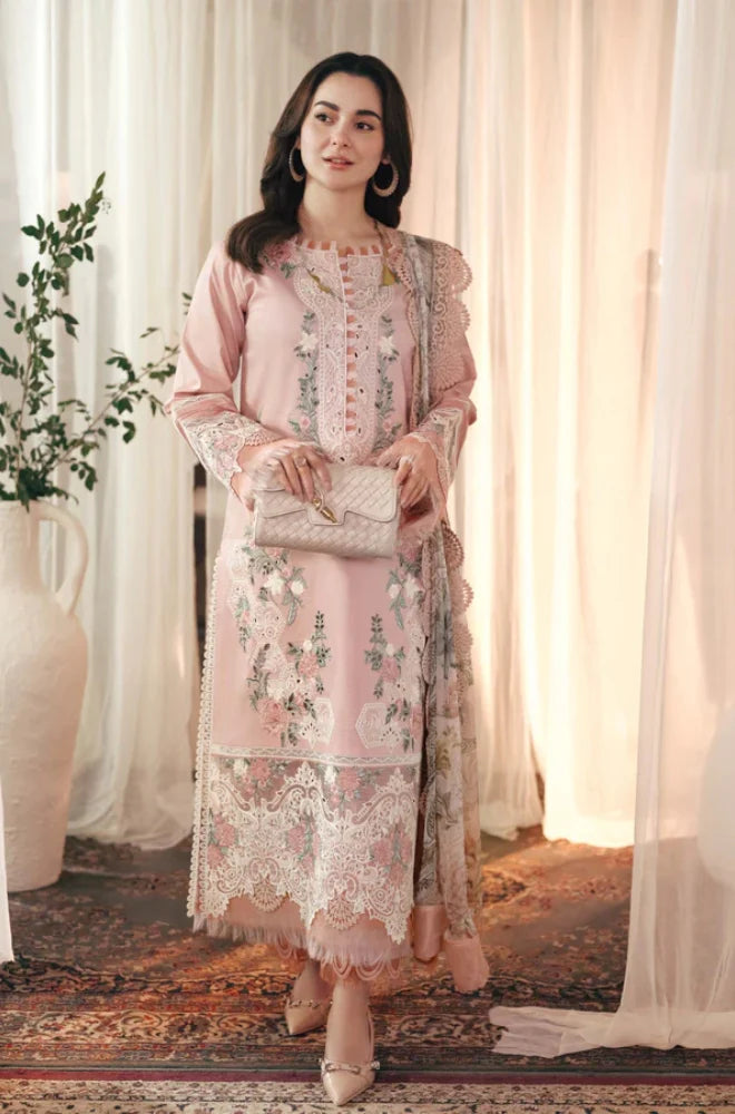 Jade 3 Piece Unstitched Heavy Embroidered Chickan Kari Pure Lawn Suit with Four Sided Embroidered  Dupatta