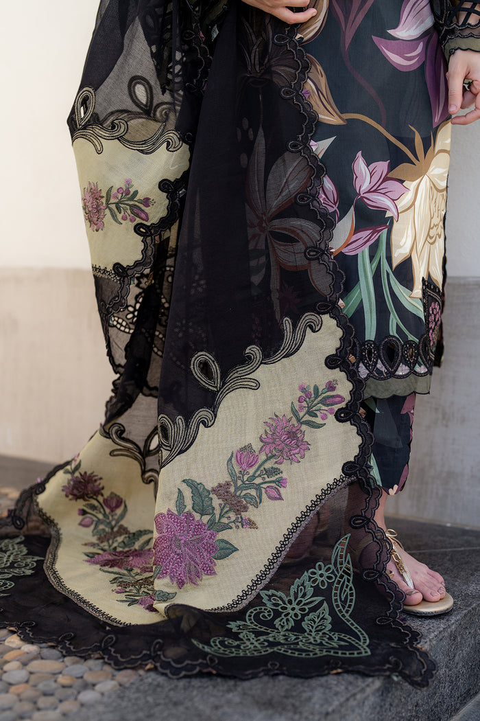 BAROQUE-3PC DHANAK PRINTED EMB SHIRT WITH DHANAK PRINTED DUPATTA AND PRINTED TROUSER