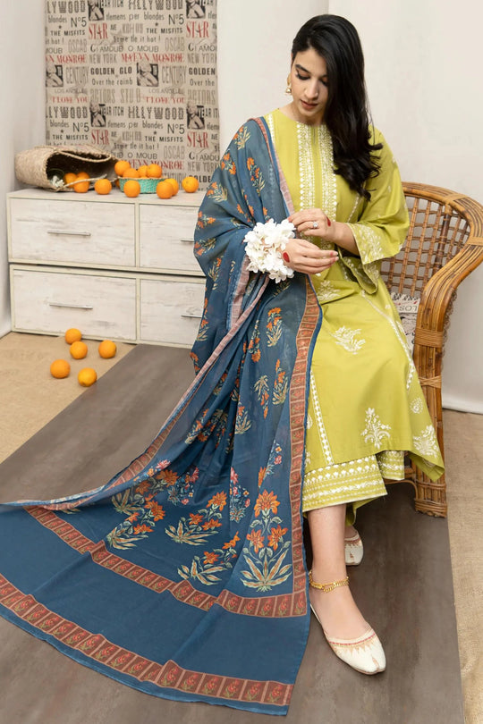 Urge - 3PC Unstitched Dhanak Embroidered Shirt with Digital Printed Pashmina Shawl and Embroidered Trouser