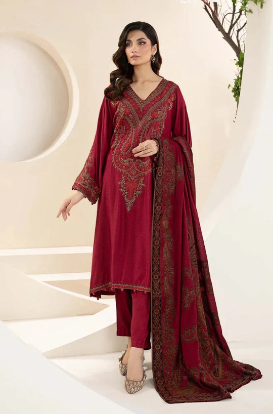 Maria B - 3PC Dhanak Embroidered Suit
