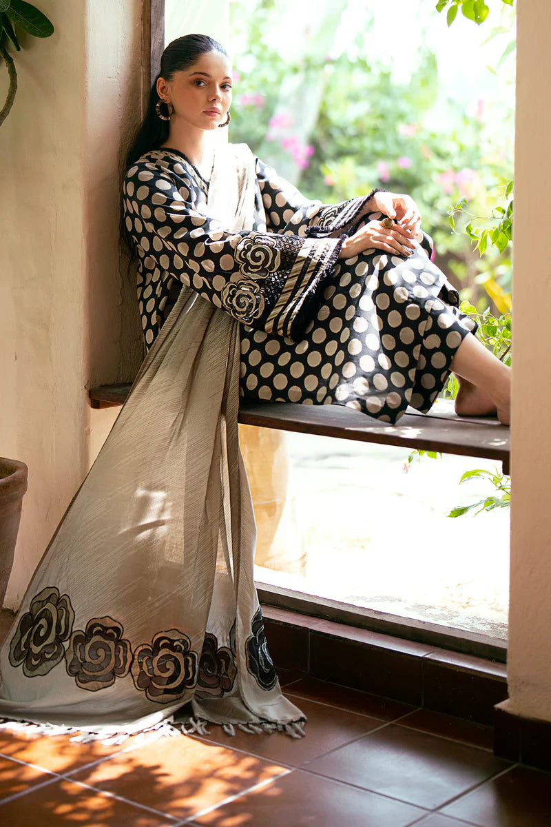 -BBAROQUE-3PC LAWN PRINTED SHIRT WITH LAWN PRINT DUPATTA AND PRINTED TROUSERIC