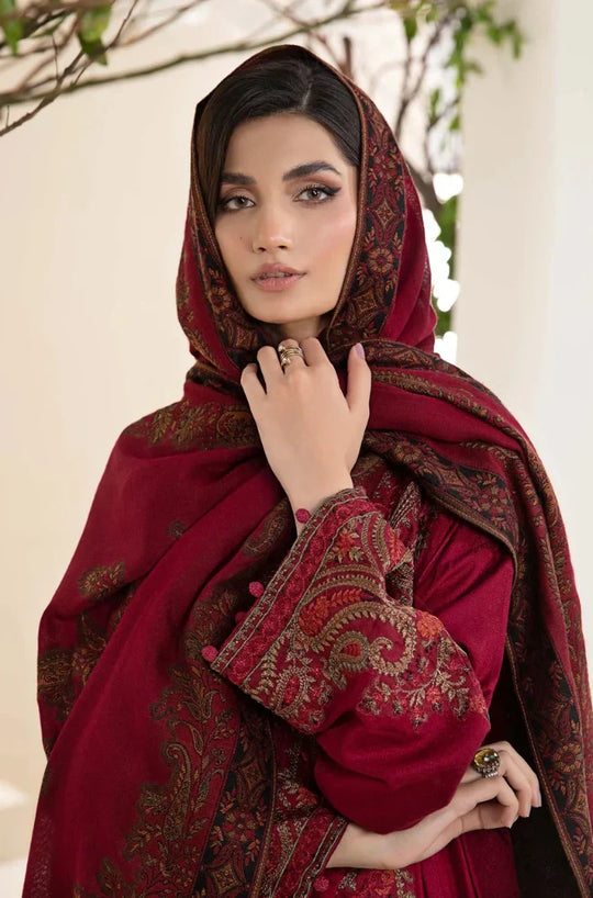 Maria B - 3PC Dhanak Embroidered Suit