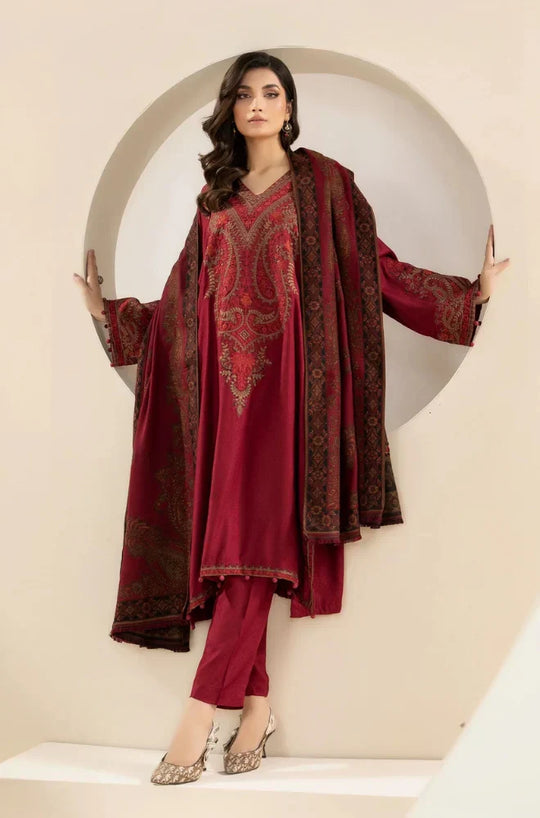 Maria B - 3PC Dhanak Embroidered Suit
