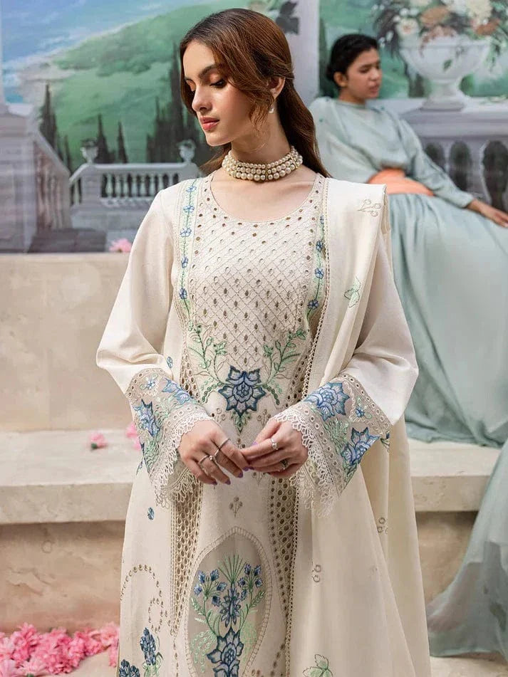 JAZMIN-3PC LAWN LASER EMBROIDERED SHIRT WITH MONARK LASER CUT EMBROIDERED READY TO WEAR DUPATTA
