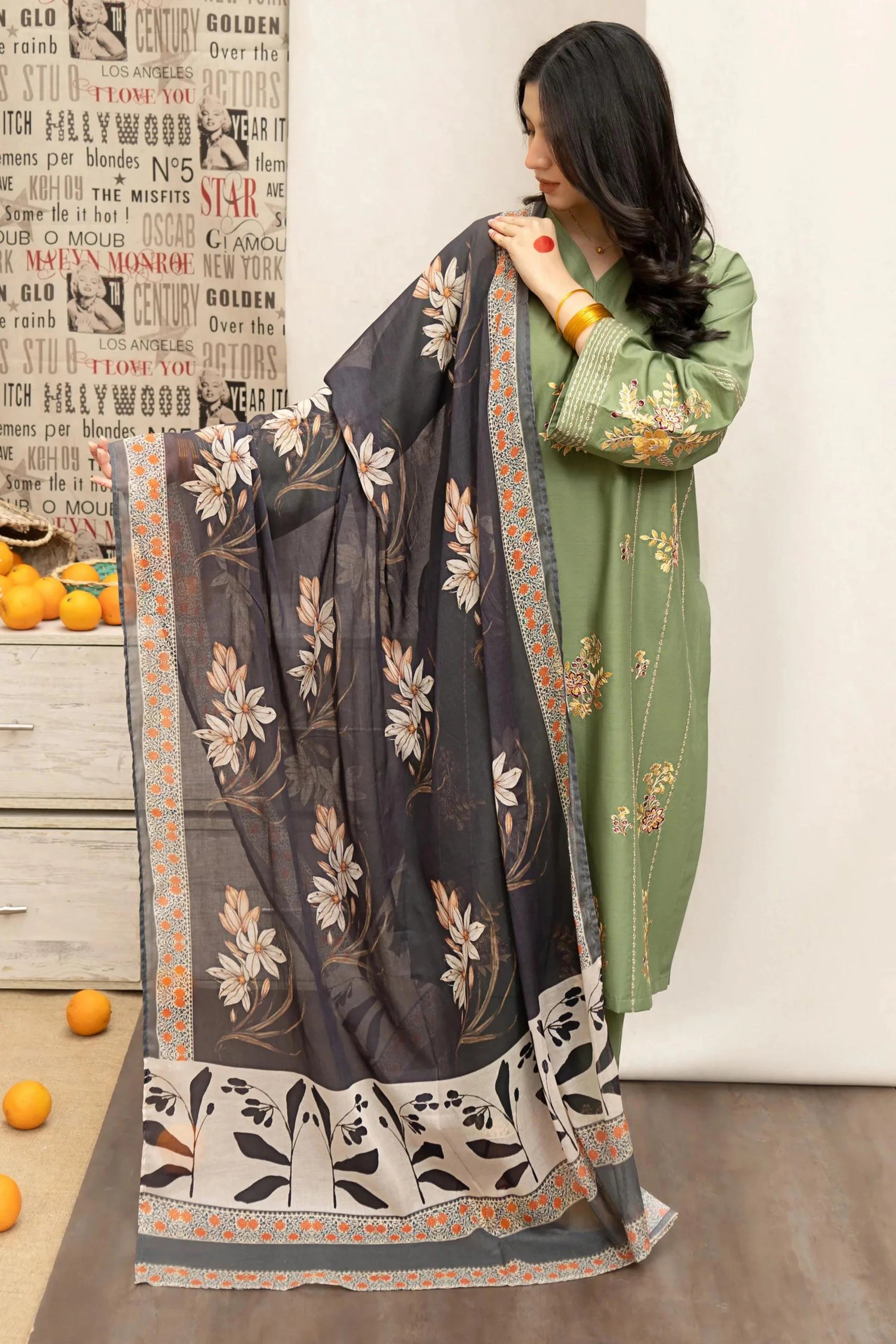URGE - 3PC LAWN EMBROIDERED SHIRT WITH LAWN PRINTED DUPATTA AND EMBROIDERED TROUSER
