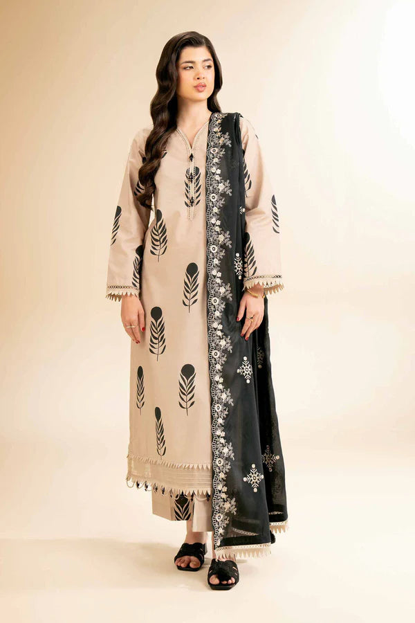 Nishat 3 Piece - Printed  Shirt With Printed Trouser