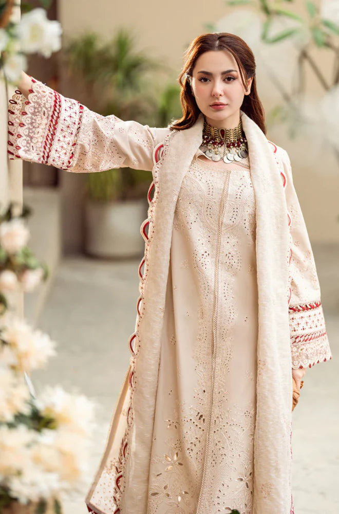 QALAMKAR - 3PC LAWN EMBROIDERED SHIRT WITH KHADI NET EMBROIDERED DUPATTA