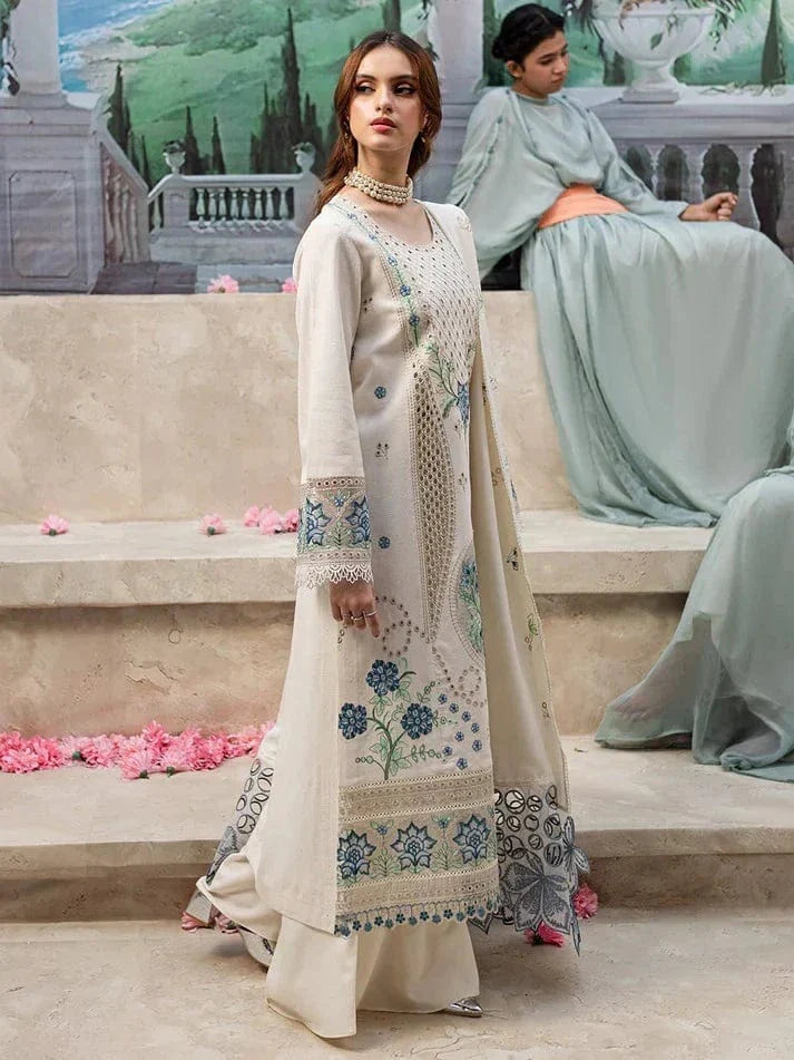 JAZMIN-3PC LAWN LASER EMBROIDERED SHIRT WITH MONARK LASER CUT EMBROIDERED READY TO WEAR DUPATTA