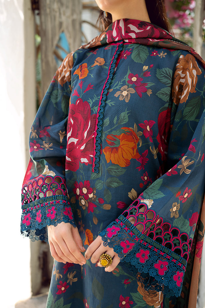BAROQUE-3PC DHANAK PRINTED EMB SHIRT WITH DHANAK PRINTED DUPATTA AND PRINTED TROUSER