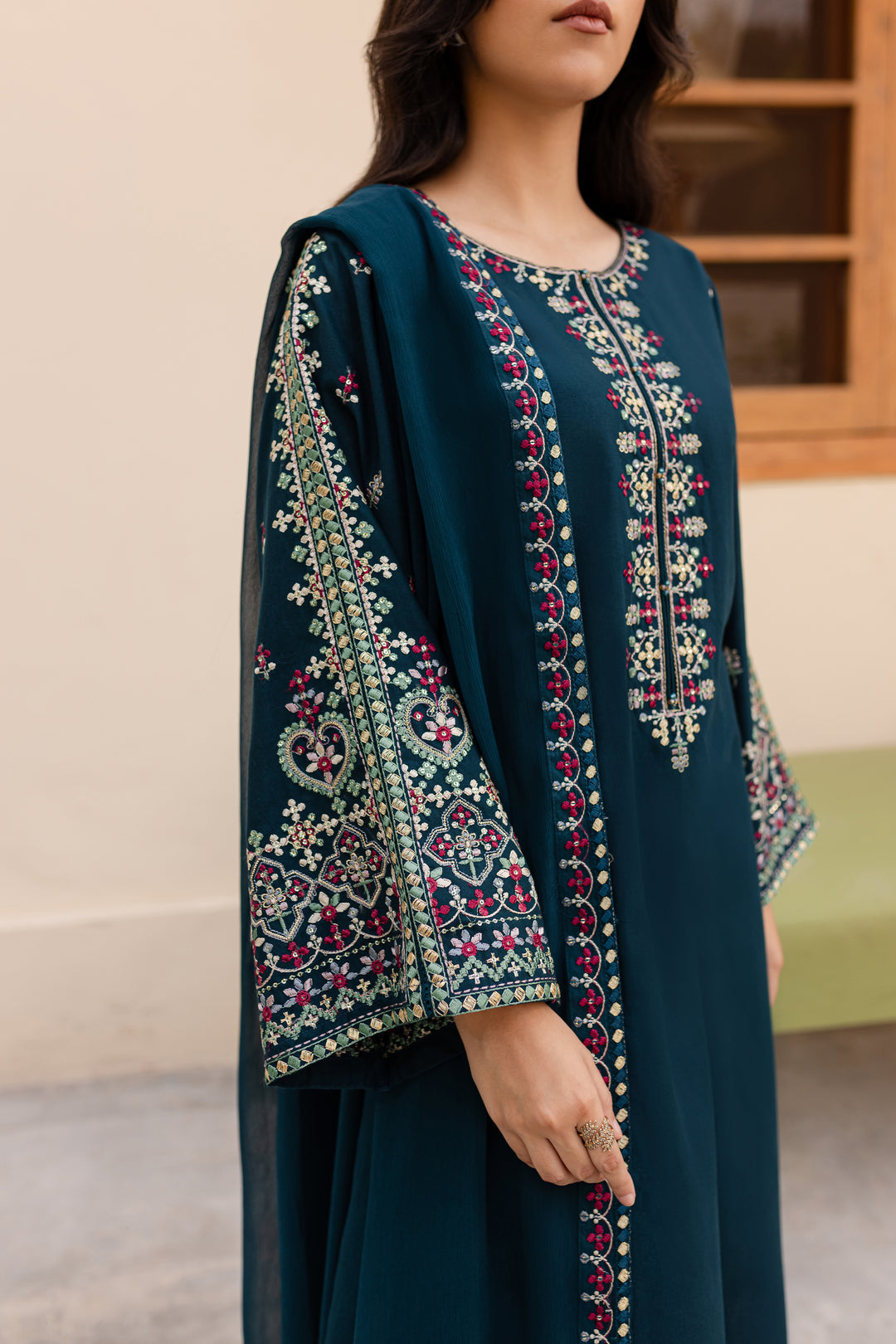 Sapphire - Winter 3PC Dhannak Embroidered Suit -LL1