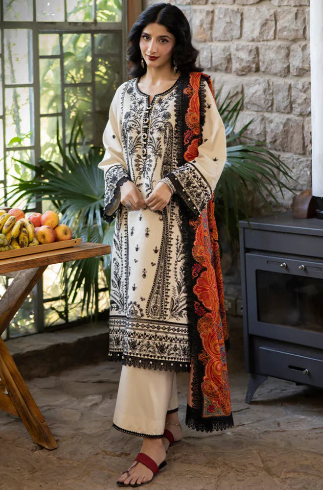 Asim Jofa  - 3PC Lawn Embroidered Suit With Printed Lawn Dupatta