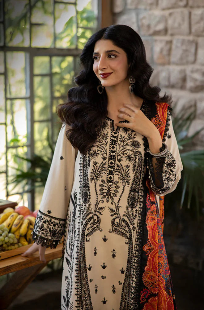 Asim Jofa  - 3PC Lawn Embroidered Suit With Printed Lawn Dupatta