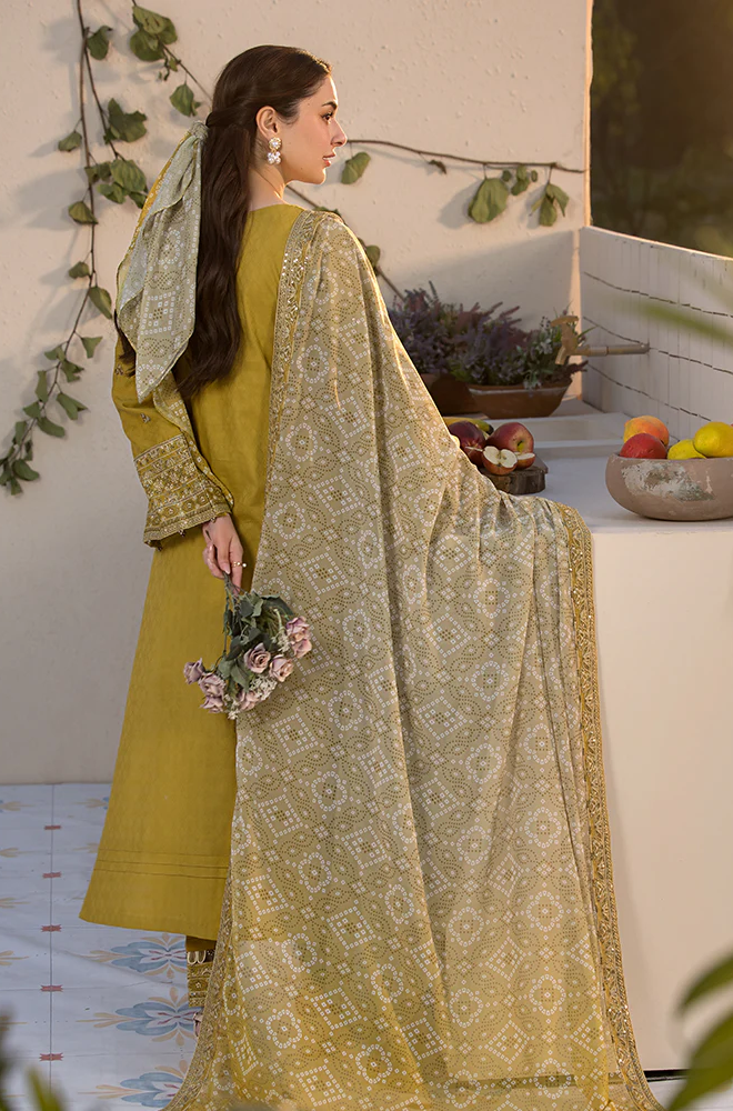 Laam - Winter 3PC Dhanak Embroidered Suit With Printed Shawl