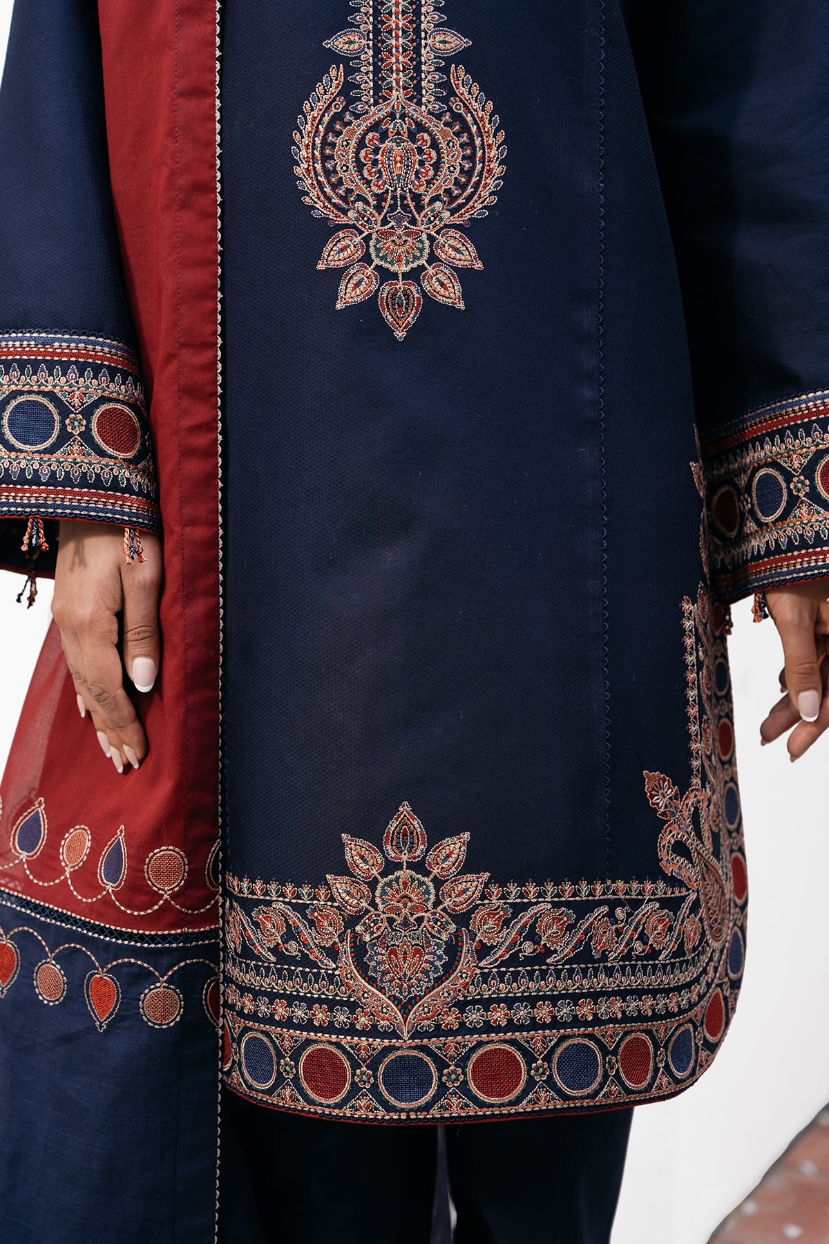 JAZMIN 3PC DHANAK EMBROIDERED SHIRT WITH CORTRAI WOOL PRINTED SHAWL AND  TROUSER