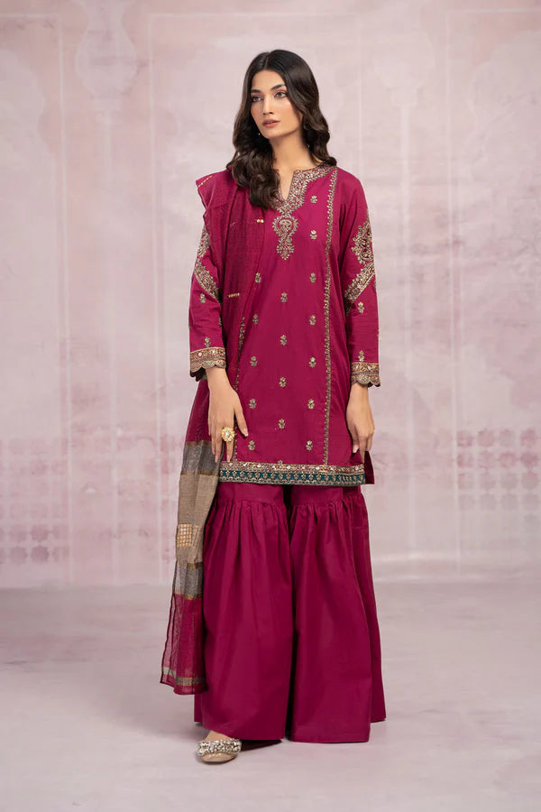 MARIA B-3-PIECE LAWN EMBROIDERED With Printed Dupatta
