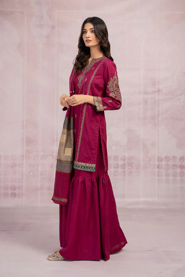 MARIA B-3-PIECE LAWN EMBROIDERED With Printed Dupatta