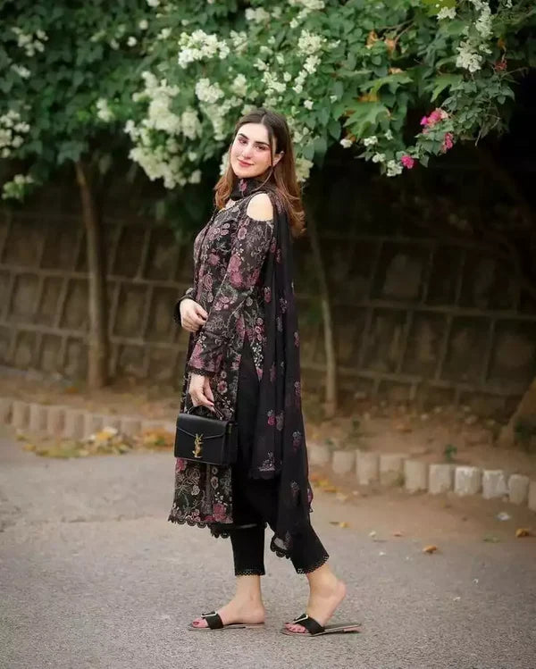BAREEZE-3PC LAWN EMBROIDERED SHIRT WITH BAMBER DUPATTA EMBROIDERED