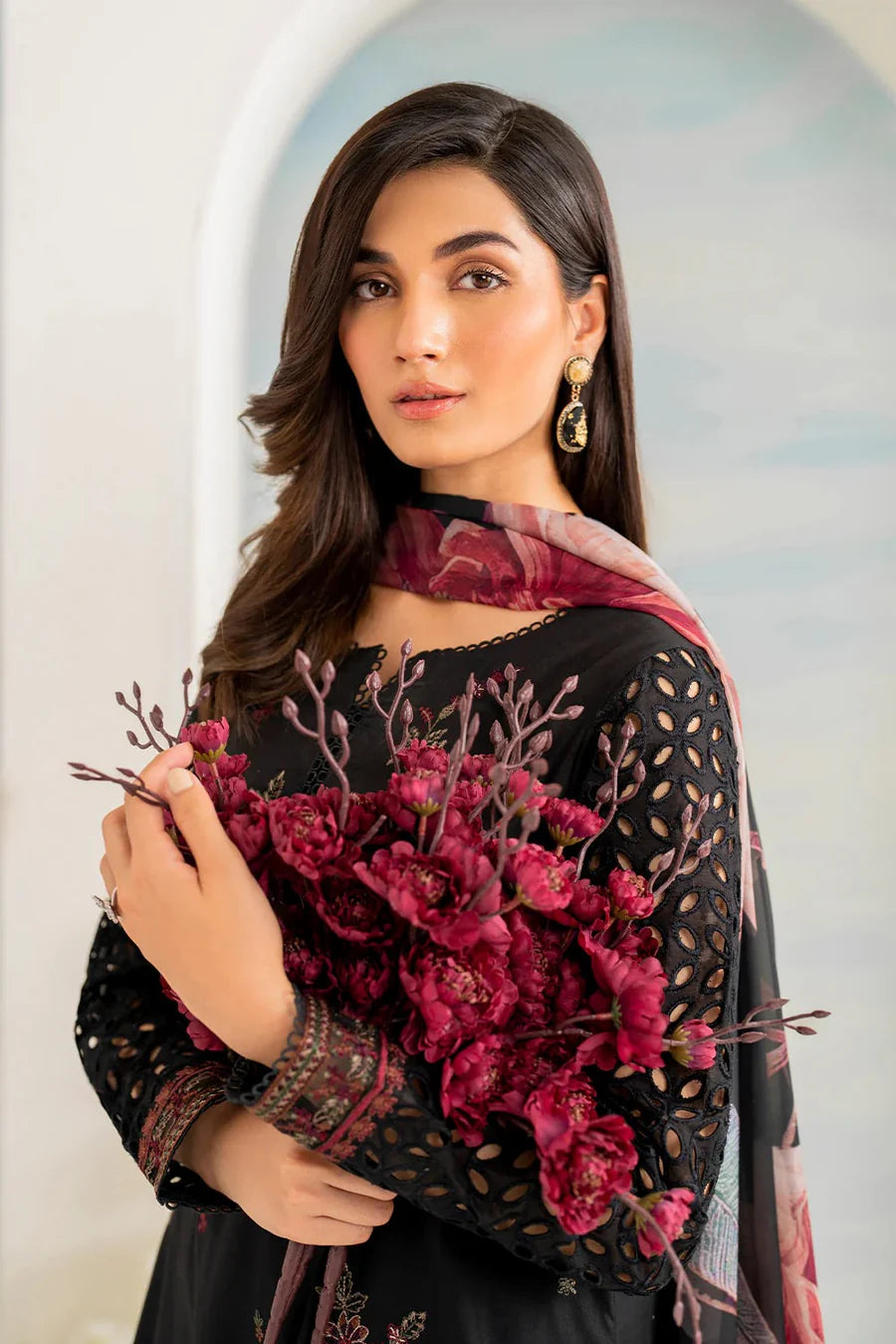 3 Piece Unstitched Heavy Embroidered Pure Lawn Suit with Printed Lawn Dupatta