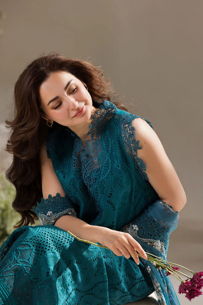 SOBIA NAZIR-3PC LAWN LASERCUT EMBROIDERED SHIRT WITH  PRINT DUPATTA