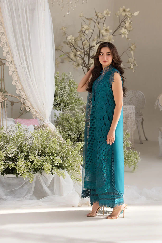 SOBIA NAZIR-3PC LAWN LASERCUT EMBROIDERED SHIRT WITH  PRINT DUPATTA