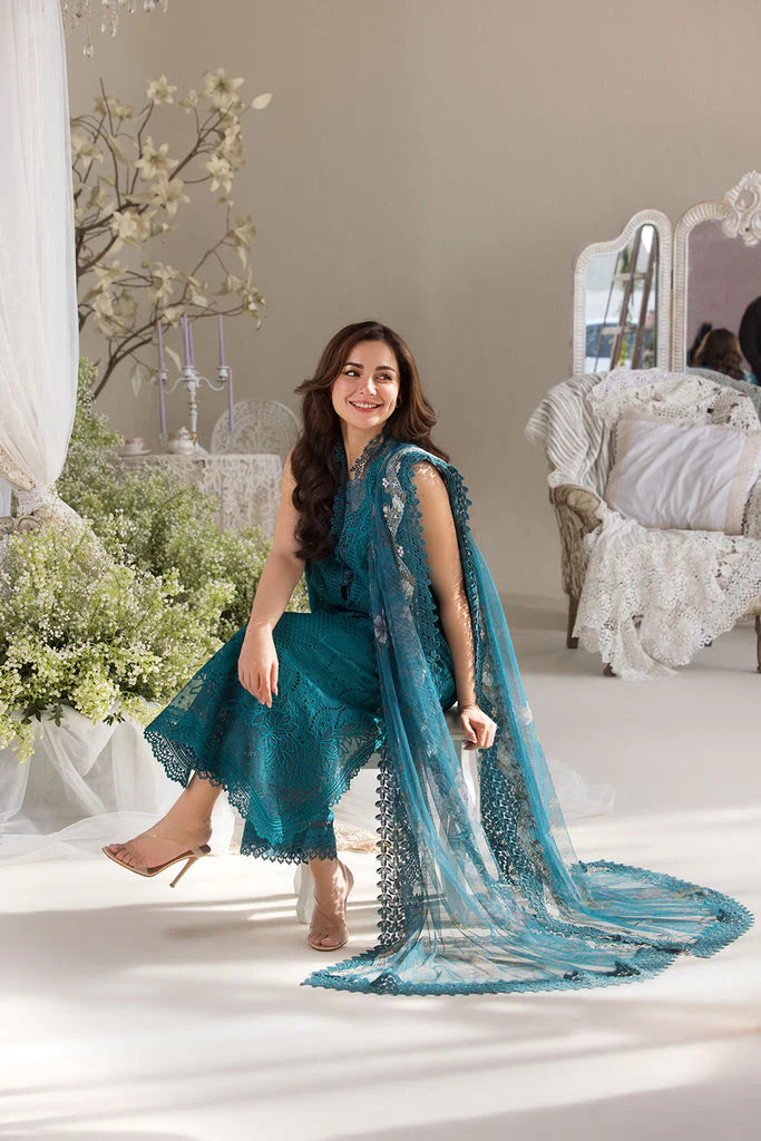 SOBIA NAZIR-3PC LAWN LASERCUT EMBROIDERED SHIRT WITH  PRINT DUPATTA
