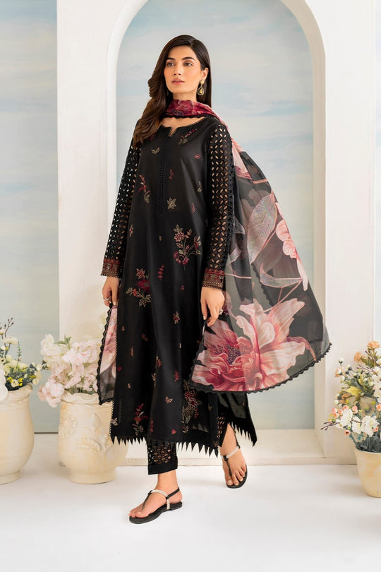 Iznik-3 Piece Unstitched Heavy Embroidered Dhanak Suit with Printed Shawl