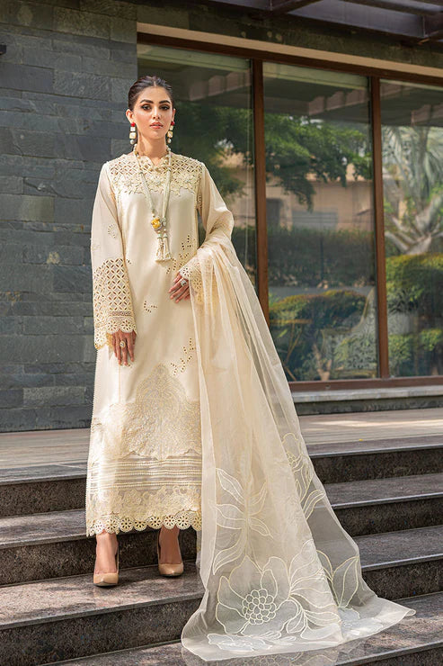 Qalamkar 3Pc Chikenkari Embroidered Lawn Suite with Embroidered Dupatta