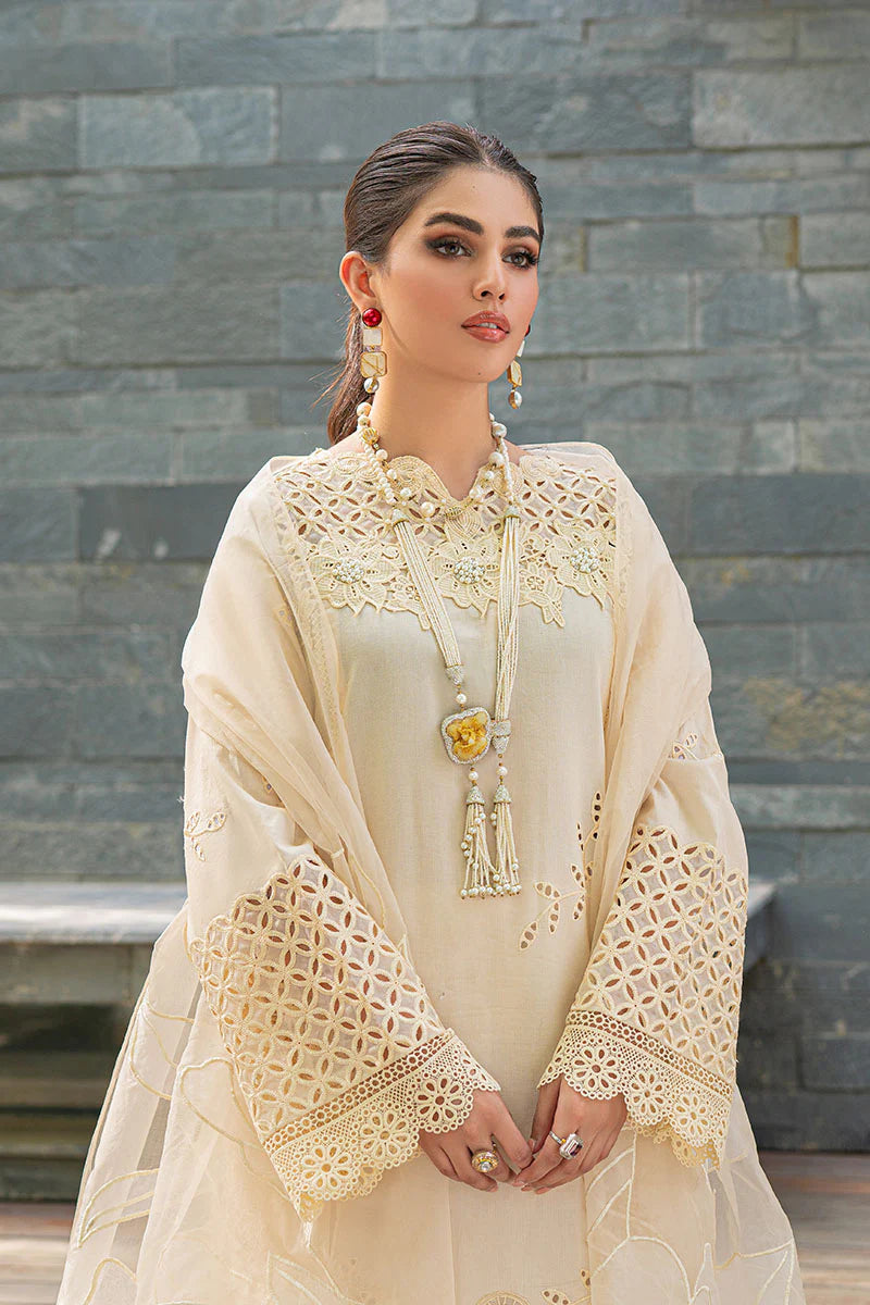 Qalamkar 3Pc Chikenkari Embroidered Lawn Suite with Embroidered Dupatta