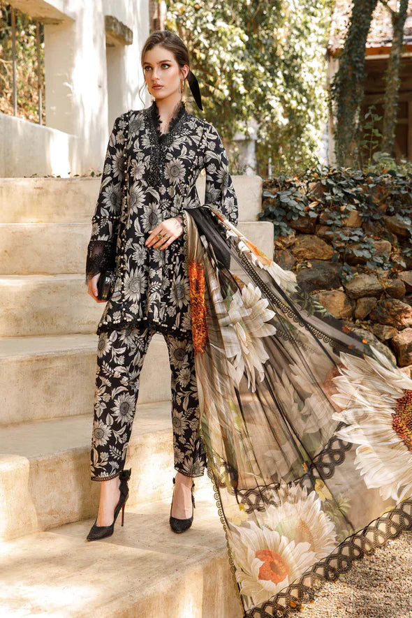 MARIA B 3PCS LAWN DRESS WITH PRINTED  DUPATTA