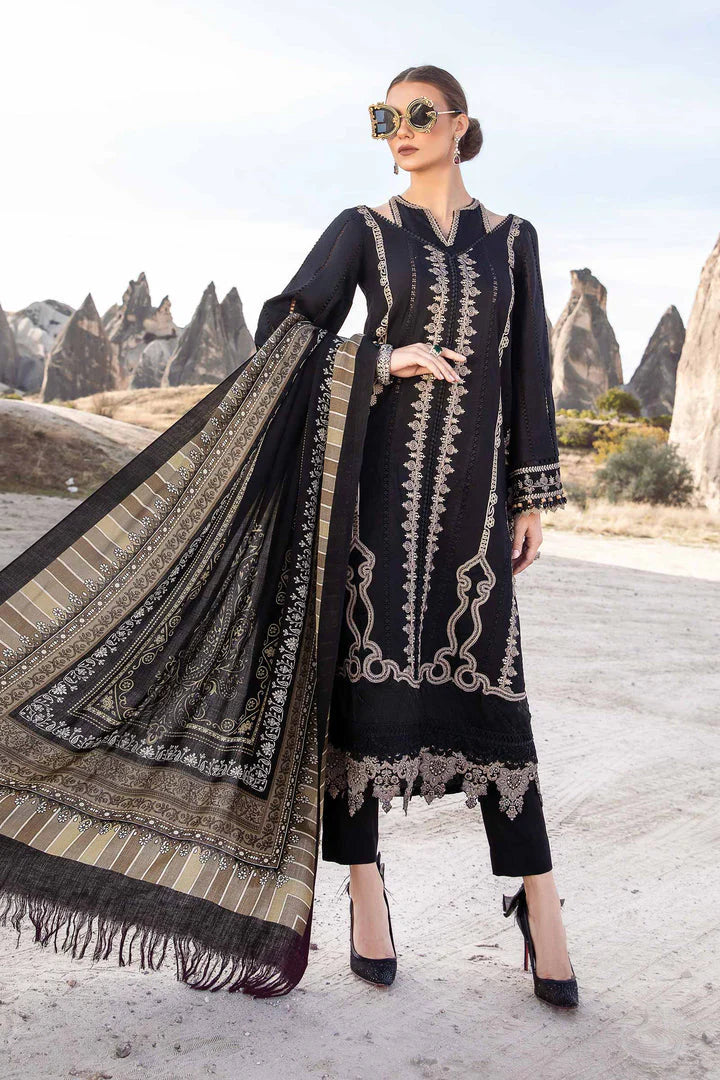MARIA B Unstitched 3pc Dhanak Embroidered Suite