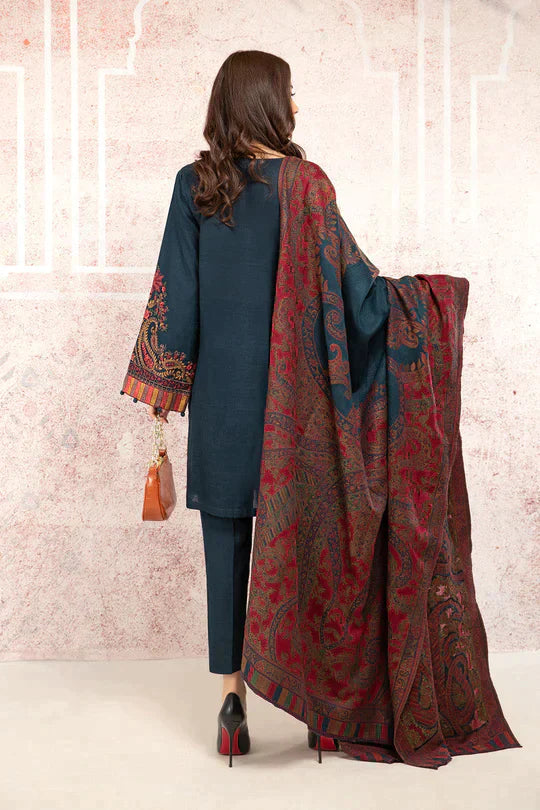 MARIA.B- 3PC Khaddar Embroidered Suit with Printed Wool Shawll-